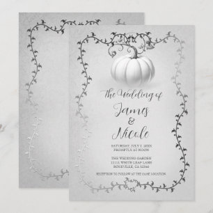 Invitation Mariage de citrouille de conte de fée argent et bl