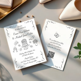 Invitation Mariage de code QR à main lunaire moderne