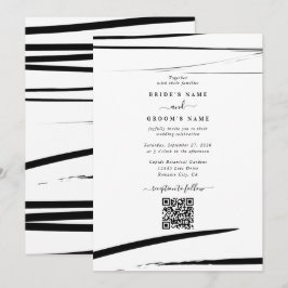 Invitation Mariage de code QR Abstrait noir moderne