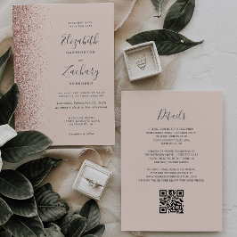 Invitation Mariage de code QR de la Parties scintillant d'or