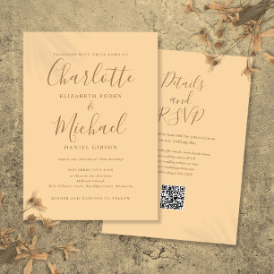 Invitation Mariage de code QR de script élégant Champagne