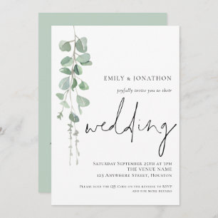 Invitation Mariage de code QR du script Eucalyptus moderne