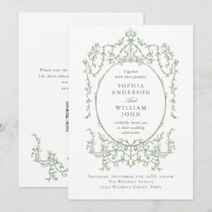 Invitation Mariage de code QR écologique de l'Orné victorien 