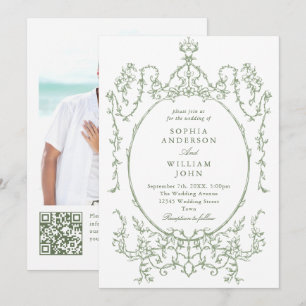 Invitation Mariage de code QR écologique de l'Orné victorien 