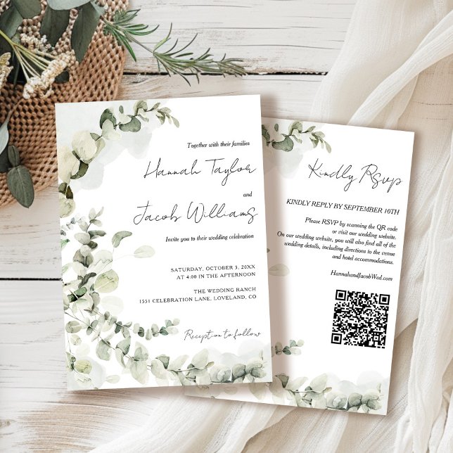 Invitation Mariage de code QR Eucalyptus (Créateur téléchargé)