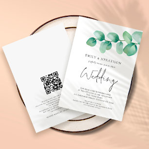 Invitation Mariage de code QR Eucalyptus moderne