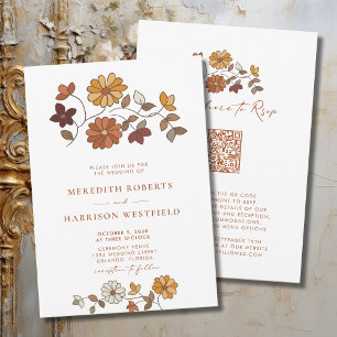 Invitation Mariage de code QR floral de chute lunaire