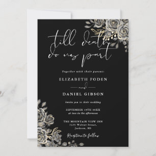 Invitation Mariage de code QR gothique noir et blanc