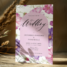 Mariage de code QR moderne rose pourpre fleuri