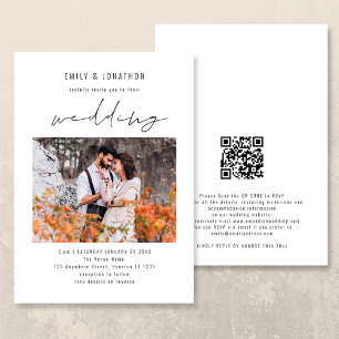 Invitation Mariage de code QR photo de script moderne