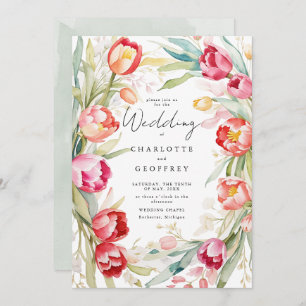 Invitation Mariage de code qr pour tulipe d'aquarelle