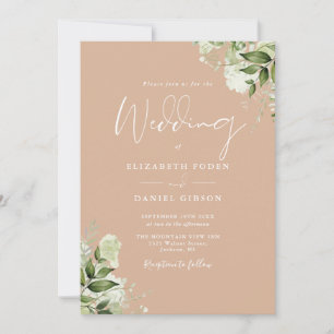 Invitation Mariage de code QR rustique Tan Floral