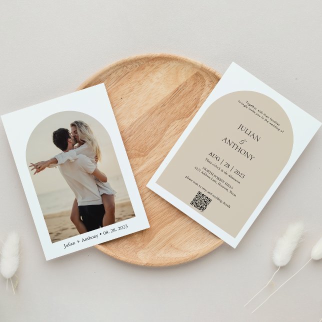 Invitation Mariage de code QR simple Arch Photo (Créateur téléchargé)