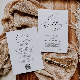 Invitation Mariage de code QR tout-en-un élégant noir