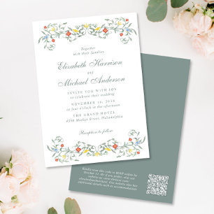 Invitation Mariage de code QR vintage Garden