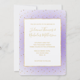 Invitation Mariage de coeur d'or violet Ombre