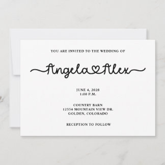 Invitation Mariage de coeur mignon