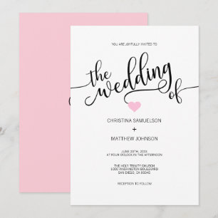 Invitation Mariage de coeur noir blanc blanc noir moderne