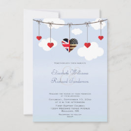 Invitation Mariage de coeur romantique britannique américain