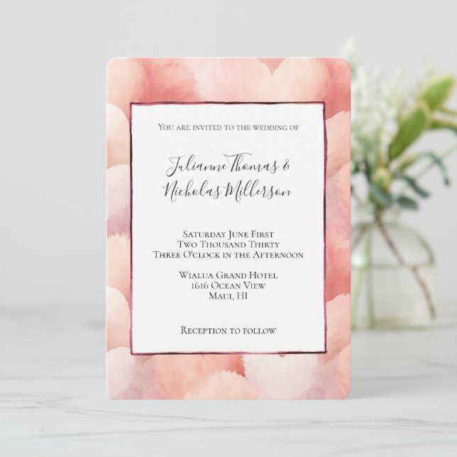 Invitation Mariage de coeur rose pâle (Debout devant)