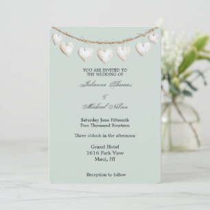 Invitation Mariage de Coeurs blancs Chic Mint Green