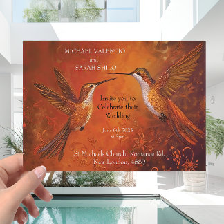 Invitation Mariage de colibri de terre orange brûlée moderne
