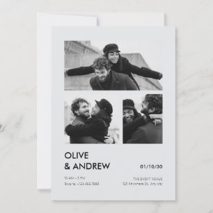 Invitation Mariage de collage photo moderne esthétique