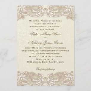 Invitation Mariage de conception de dentelle florale victorie