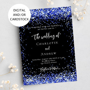 Invitation Mariage de confetti bleu noir