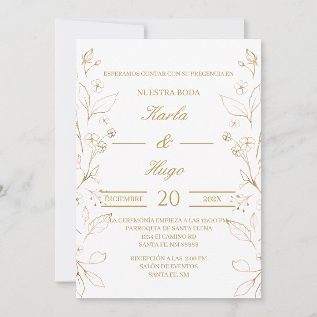 Invitation Mariage de congé d'or (Devant)