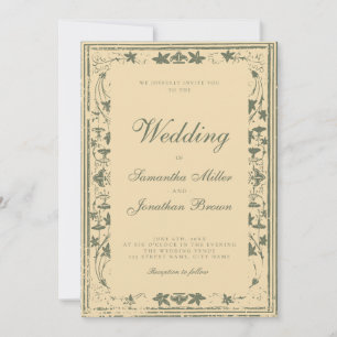 Invitation Mariage de conte de livre d'ivoire vintage