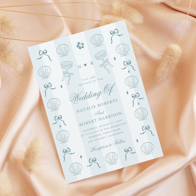 Invitation Mariage de coque de la coque de la Bow Bleue Bleue (Créateur téléchargé)