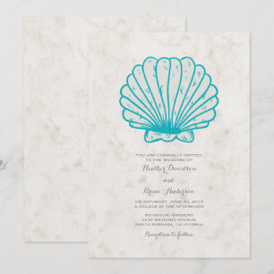 Invitation Mariage de coquillages rustiques Turquoise