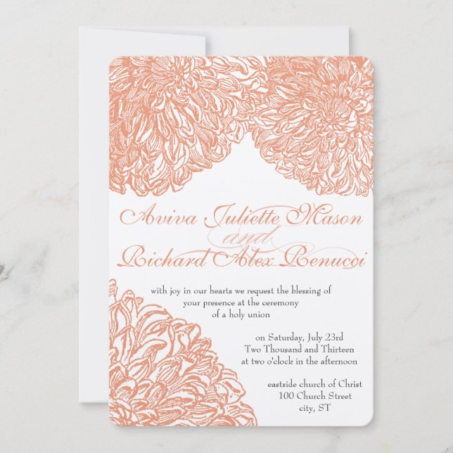 Invitation Mariage de corail Dahlia Peach (Devant)