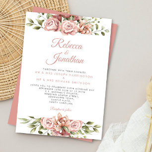 Invitation Mariage de corail rose floral