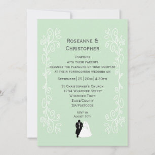 Invitation Mariage de couleur menthe poivrée avec design de m
