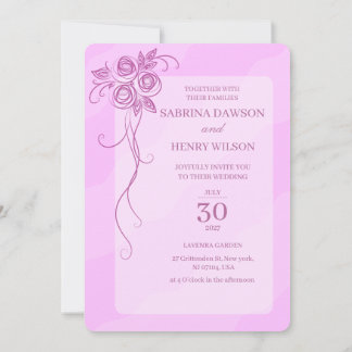 Invitation Mariage de couleur rose clair élégant
