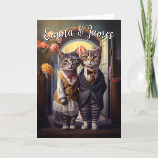 Invitation Mariage de couple de chats mignons - Personnalisab