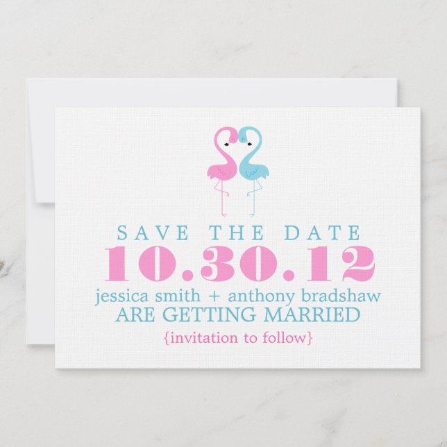 Invitation Mariage de couple de flamants rose Enregistrez la  (Devant)