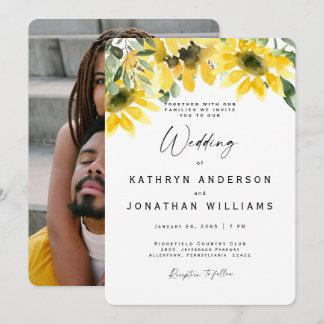Invitation Mariage de couple floral aquarelle tournesol Photo