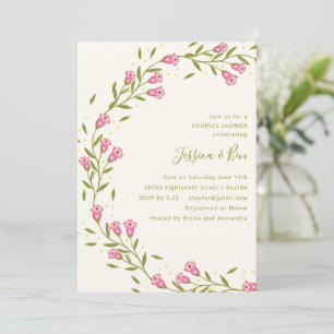 Invitation Mariage de couple floral ivoire rose Fête prénupti