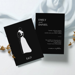 Invitation Mariage de couple moderne noir et blanc