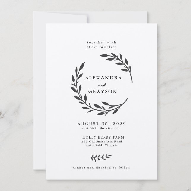 Invitation Mariage de couronne de Fleur sauvage rustique (Devant)