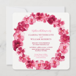 Invitation Mariage de couronne de fleurs d'aquarelle rouge