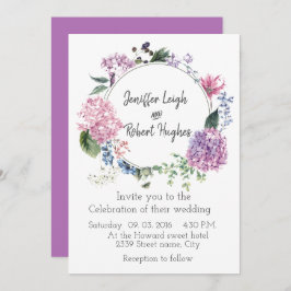 Invitation Mariage de couronne de fleurs ultra violet Hydrang