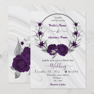 Invitation mariage de couronne de fleurs violettes royales