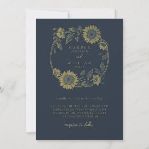 Invitation mariage de couronne de tournesol de marine