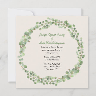 Invitation Mariage de couronne d'eucalyptus