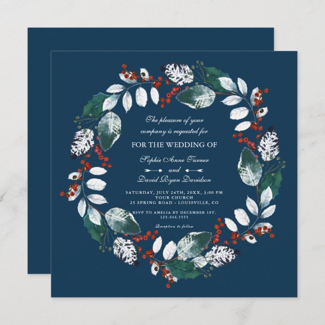 Invitation Mariage de couronne d'hiver (Devant / Derrière)