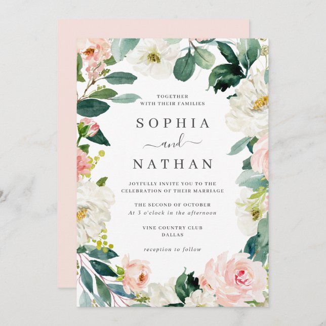 Invitation Mariage de couronne florale (Devant / Derrière)
